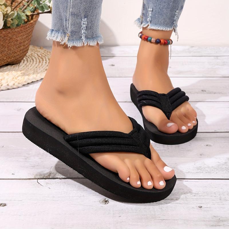 Women's Solid Flip Flops Casual Platform Slides