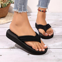 Women's Solid Flip Flops Casual Platform Slides