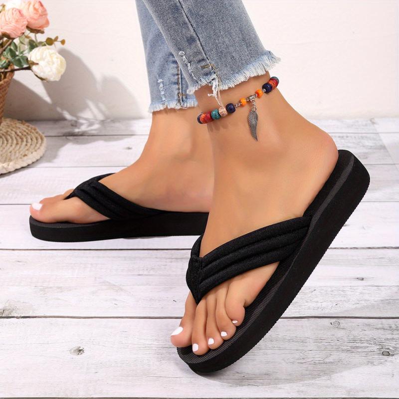 Women's Solid Flip Flops Casual Platform Slides