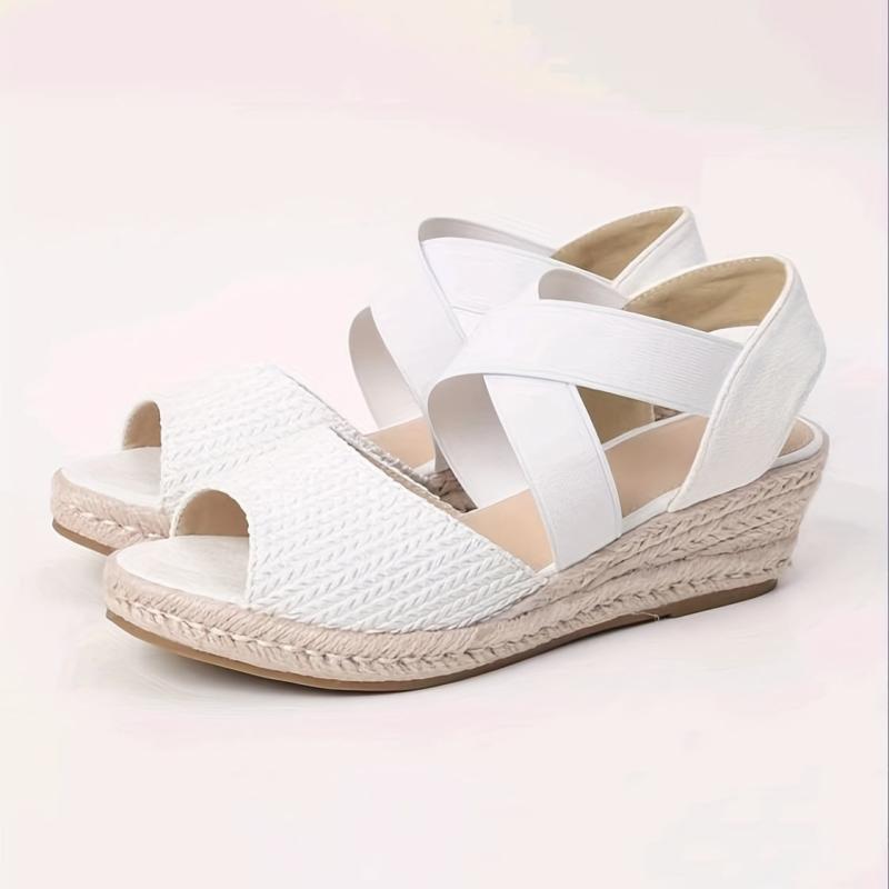 Women's Espadrille Wedge Sandals Peep Toe Slip On Shoes