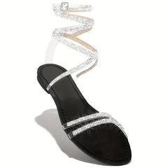 Women's Rhinestone Ankle Strap Flat Sandals