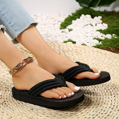Women's Solid Flip Flops Lightweight Platform Shoes
