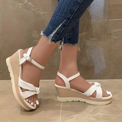 Women's Wedge Sandals Twist Knot Ankle Strap Heels Summer Sandals