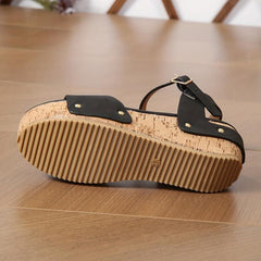 Wedge Platform Sandals with Buckle Strap