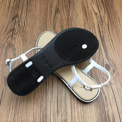 Rhinestone Flip Flops w/ Ankle Strap & Buckle Flat Sandals