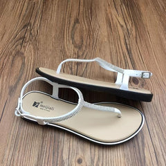 Rhinestone Flip Flops w/ Ankle Strap & Buckle Flat Sandals
