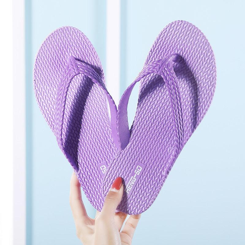 Women's Solid Flip Flops Lightweight Slip On Shoes