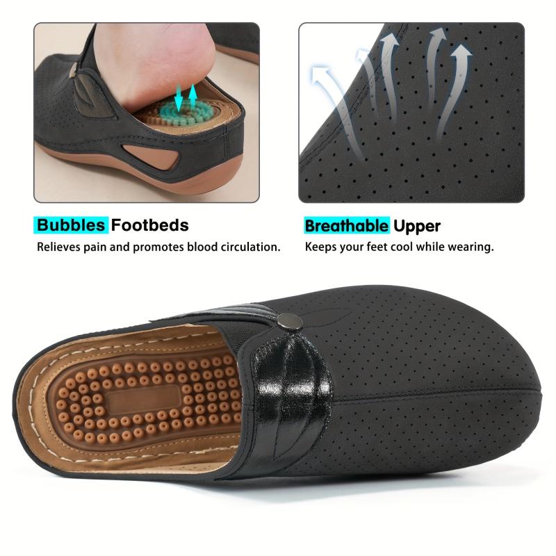 Women's Massage Wedge Mules Sandals Closed Toe Casual Slide Shoes
