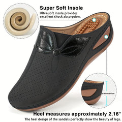 Women's Massage Wedge Mules Sandals Closed Toe Casual Slide Shoes