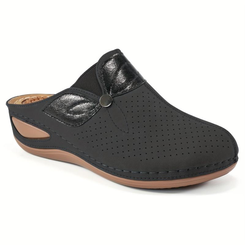 Women's Massage Wedge Mules Sandals Closed Toe Casual Slide Shoes