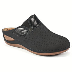 Women's Massage Wedge Mules Sandals Closed Toe Casual Slide Shoes