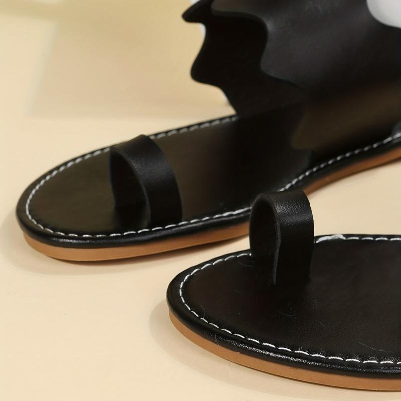 Women's Flat Slide Sandals Open Toe Non Slip Toe Loop Shoes