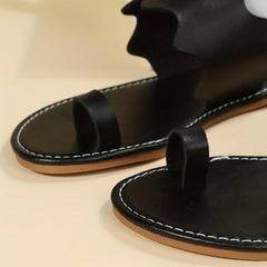 Women's Flat Slide Sandals Open Toe Non Slip Toe Loop Shoes