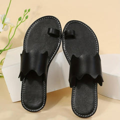 Women's Flat Slide Sandals Open Toe Non Slip Toe Loop Shoes