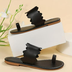 Women's Flat Slide Sandals Open Toe Non Slip Toe Loop Shoes