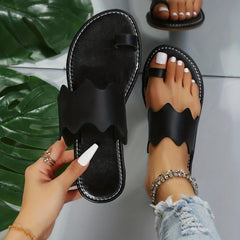 Women's Flat Slide Sandals Open Toe Non Slip Toe Loop Shoes