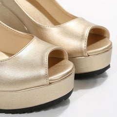 Women's Peep Toe Wedge Sandals Buckle Strap Slingback