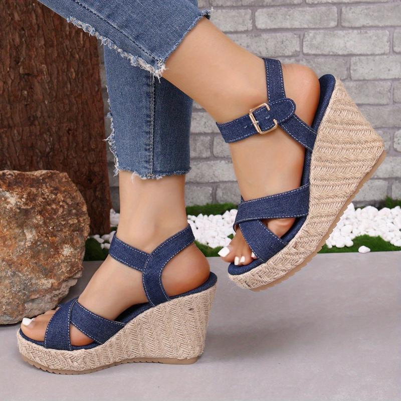 Women's Cross Strap Wedge Sandals
