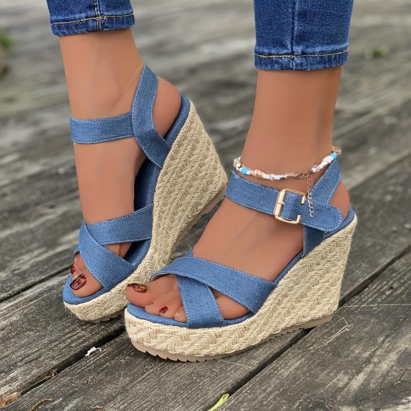 Women's Cross Strap Wedge Sandals