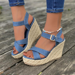 Women's Cross Strap Wedge Sandals