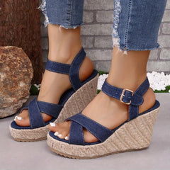 Women's Cross Strap Wedge Sandals