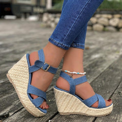 Women's Cross Strap Wedge Sandals