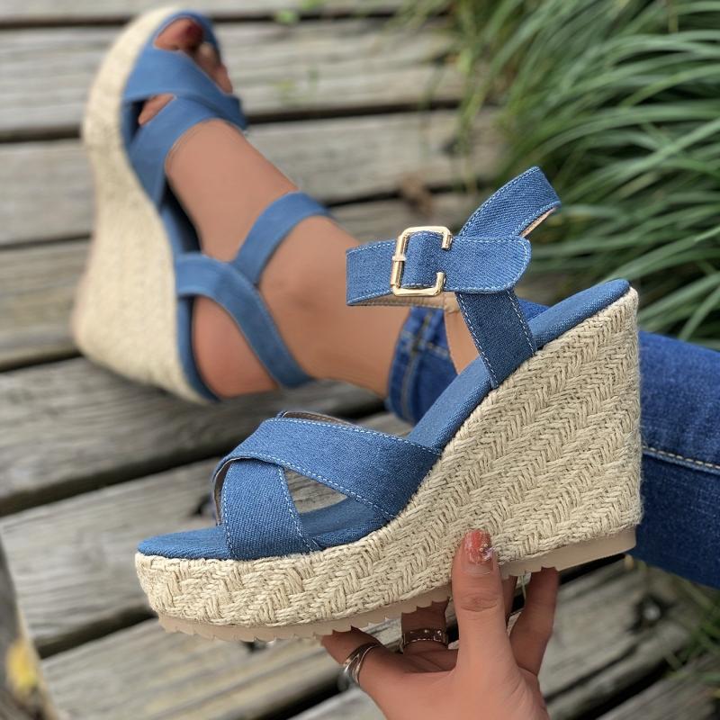 Women's Cross Strap Wedge Sandals