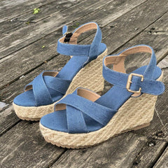 Women's Cross Strap Wedge Sandals