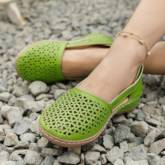 Women's Hollow Out Flat Sandals Cut Out Closed Toe Slip On Shoes