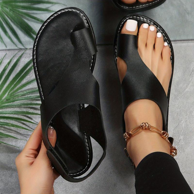 Women's Lightweight Flat Sandals Open Toe Hook & Loop Strap Summer Shoes