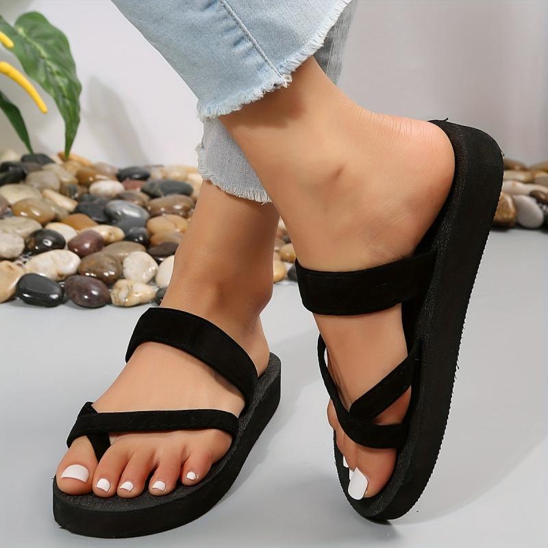 Women's Platform Slippers Strappy Non Slip Slides Shoes