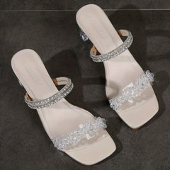 Rhinestone Square Toe Pumps Women's Summer Shoes