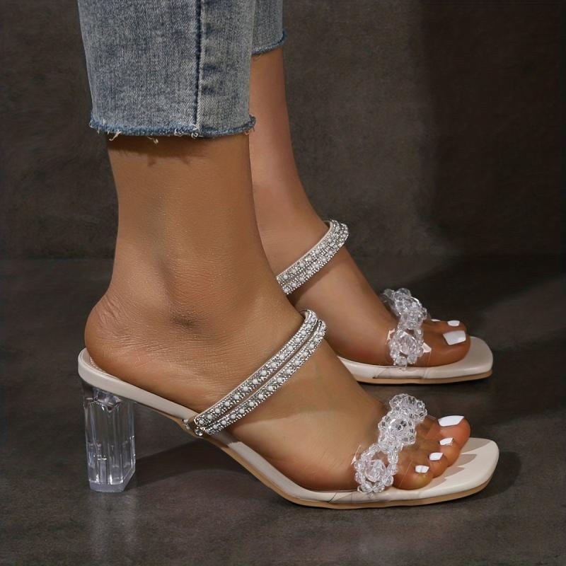 Rhinestone Square Toe Pumps Women's Summer Shoes