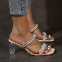 Rhinestone Square Toe Pumps Women's Summer Shoes