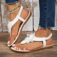 Women's Floral Thong Sandals Lightweight Slip On Summer Shoes