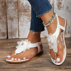 Women's Floral Thong Sandals Lightweight Slip On Summer Shoes