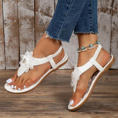 Women's Floral Thong Sandals Lightweight Slip On Summer Shoes