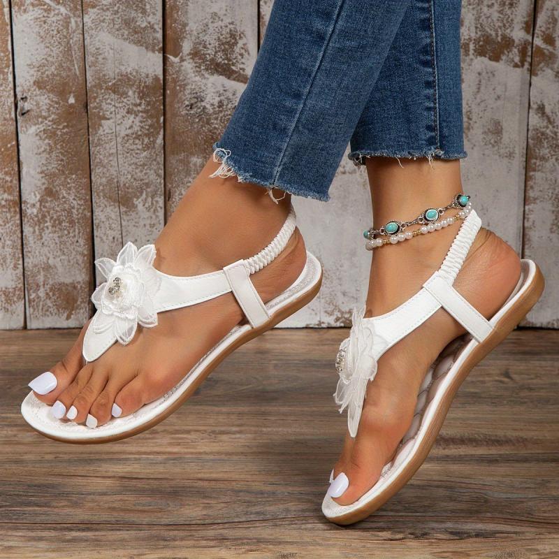 Women's Floral Thong Sandals Lightweight Slip On Summer Shoes