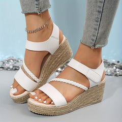 Women's Braided Strap Wedge Espadrilles Sandals