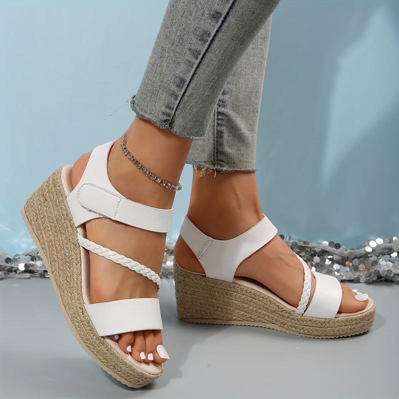 Women's Braided Strap Wedge Espadrilles Sandals