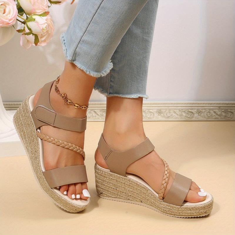 Women's Braided Strap Wedge Espadrilles Sandals