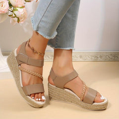 Women's Braided Strap Wedge Espadrilles Sandals