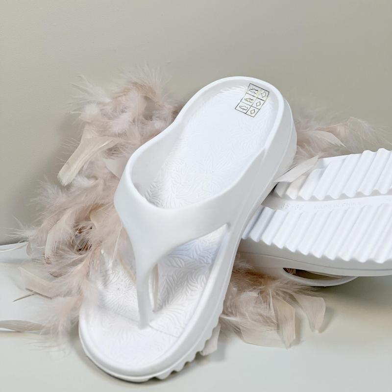 Women's Platform Flip Flops Solid Open Toe Non Slip Outdoor Beach Slides