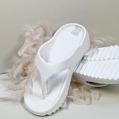 Women's Platform Flip Flops Solid Open Toe Non Slip Outdoor Beach Slides