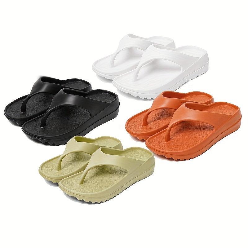 Women's Platform Flip Flops Solid Open Toe Non Slip Outdoor Beach Slides