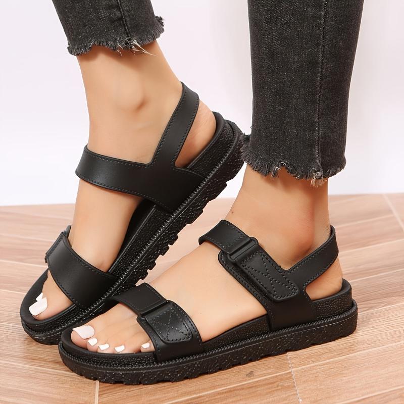 Women's Flat Sandals Hook And Loop Fastener Open Toe Shoes