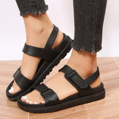 Women's Flat Sandals Hook And Loop Fastener Open Toe Shoes