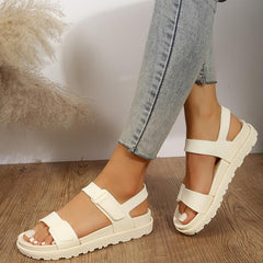 Women's Flat Sandals Hook And Loop Fastener Open Toe Shoes