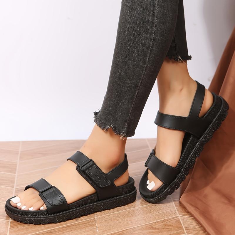 Women's Flat Sandals Hook And Loop Fastener Open Toe Shoes