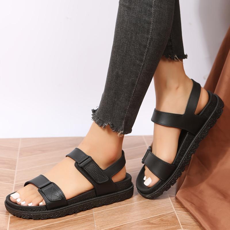 Women's Flat Sandals Hook And Loop Fastener Open Toe Shoes